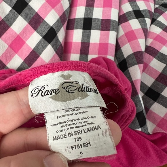 Rare Editions Dress Pink and Black Plaid Ballet Ballerina Ribbon Rhinestones 6 - Picture 6 of 7